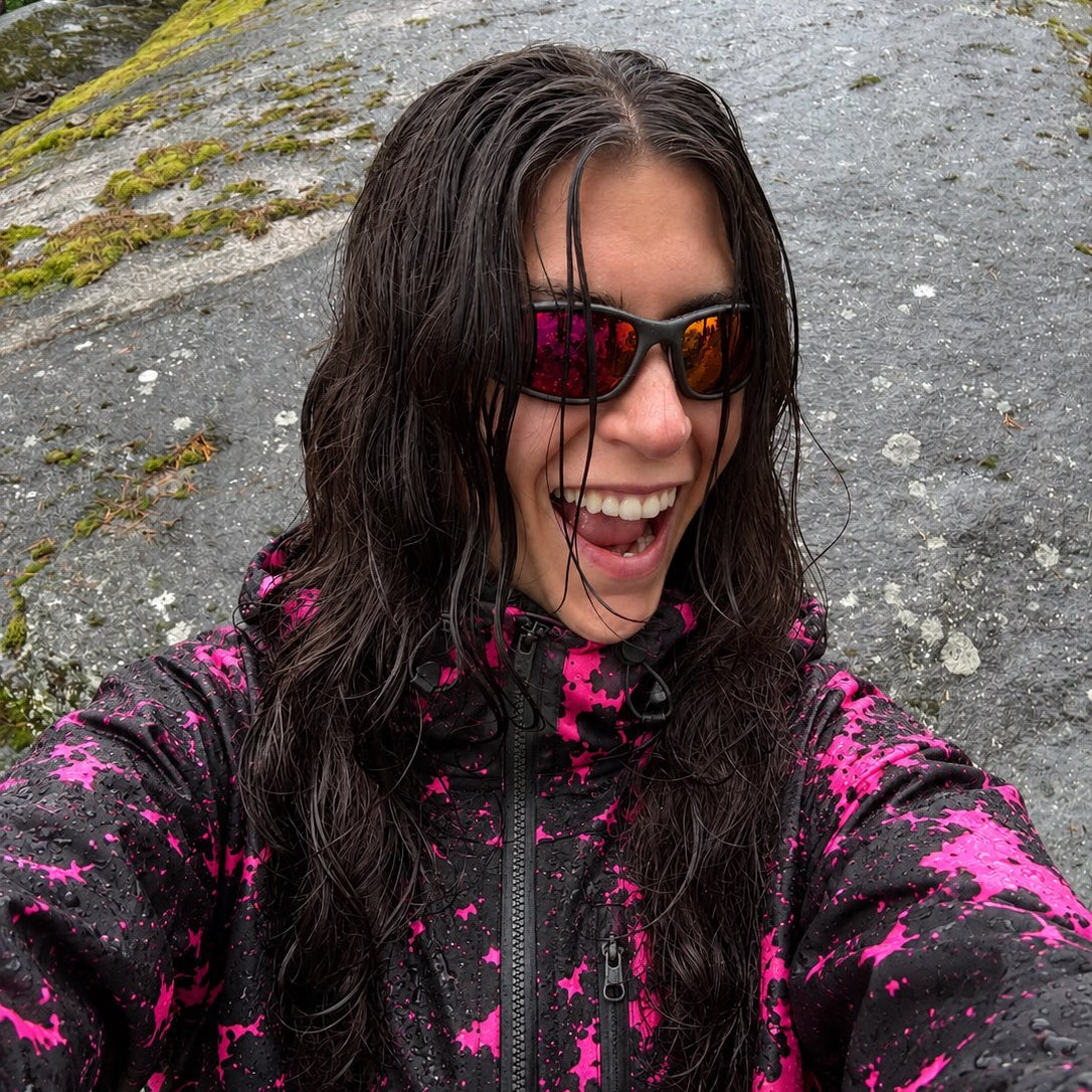 Runner in the rain, jacket revealed pink